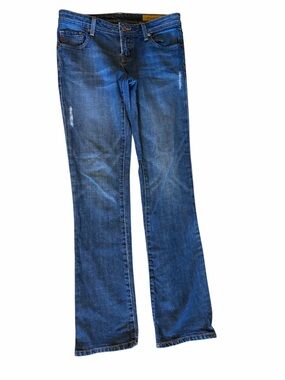 Seven 7 Jeans Womens 29 Classic Flare Blue Denim Distressed Hem Stretch Pants